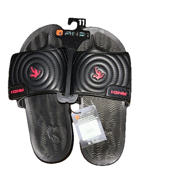 AND1 Men’s Athletic Adjustable Swirl Slide Sandals Black Size 11 - Picture 1 of 4